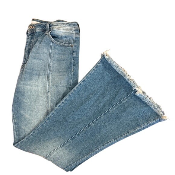 KanCan Denim - KanCan Maurices Womens Light Wash Raw Hem Front Seam Flare Jeans Size 31